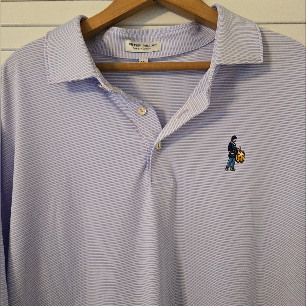 Peter Millar Men's Polo XXL / 2XL, Purple and Blue Stripe, Excellent Condition